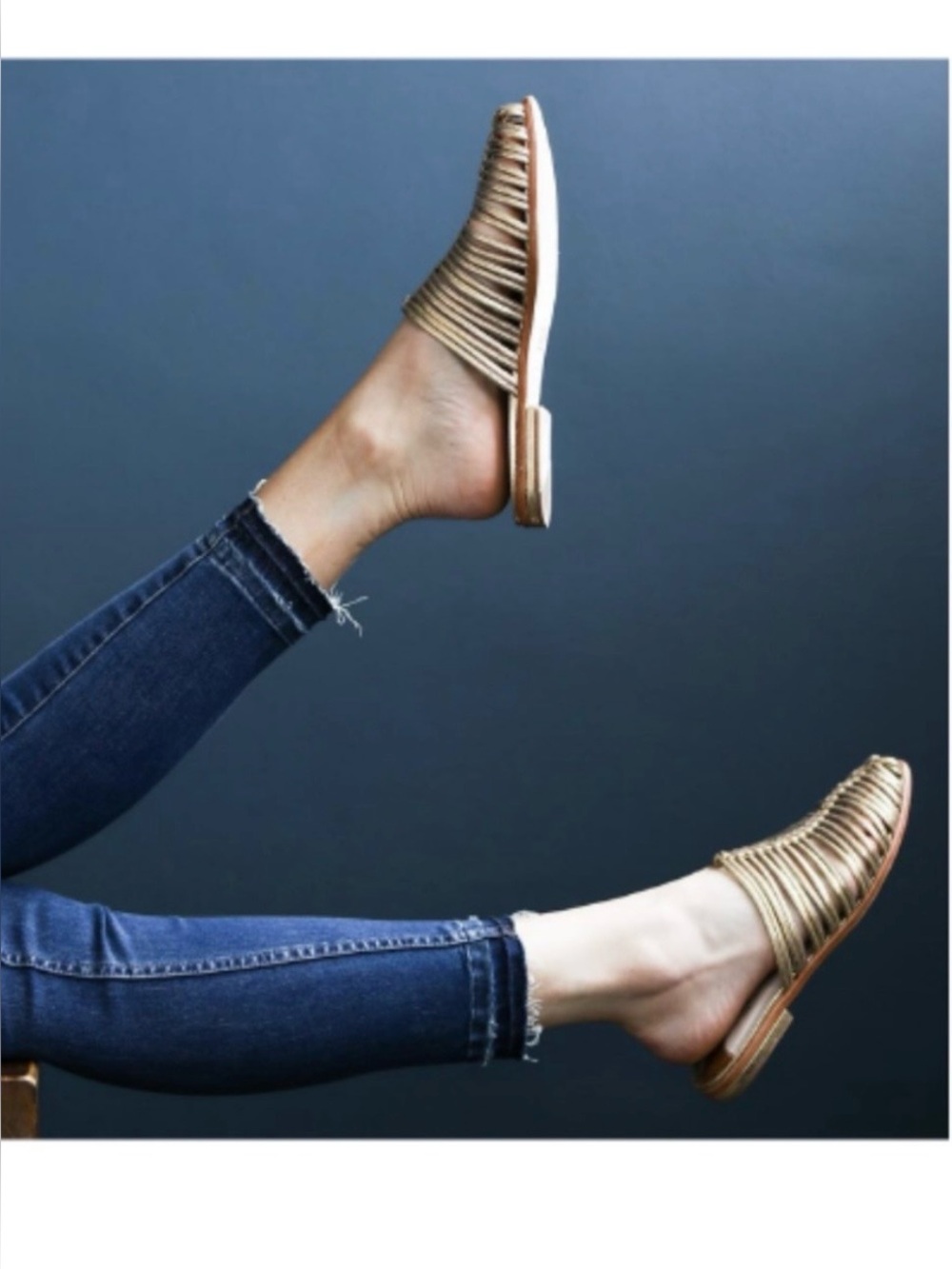 Cecelia New York Gloria Metallic Caged Slides Golden Haze Sz 9